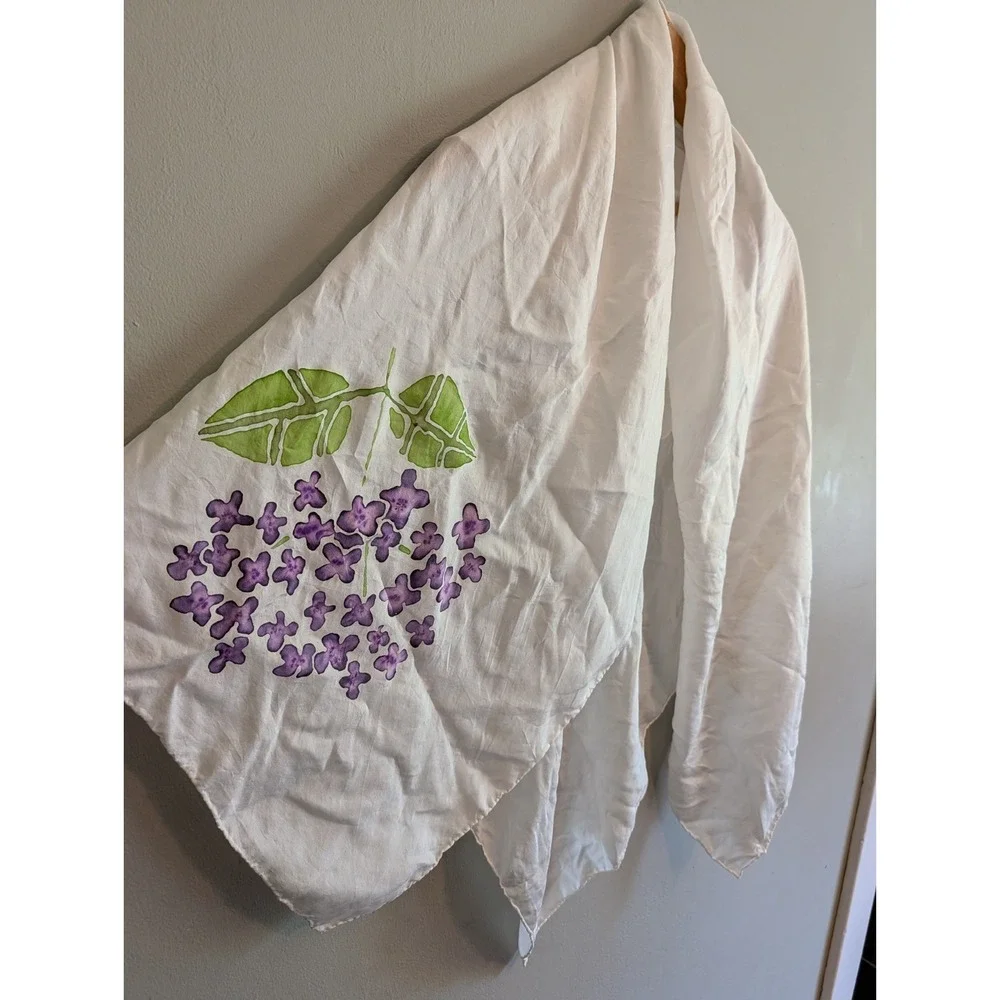 100% Silk Scarf Watercolor Flowers 40